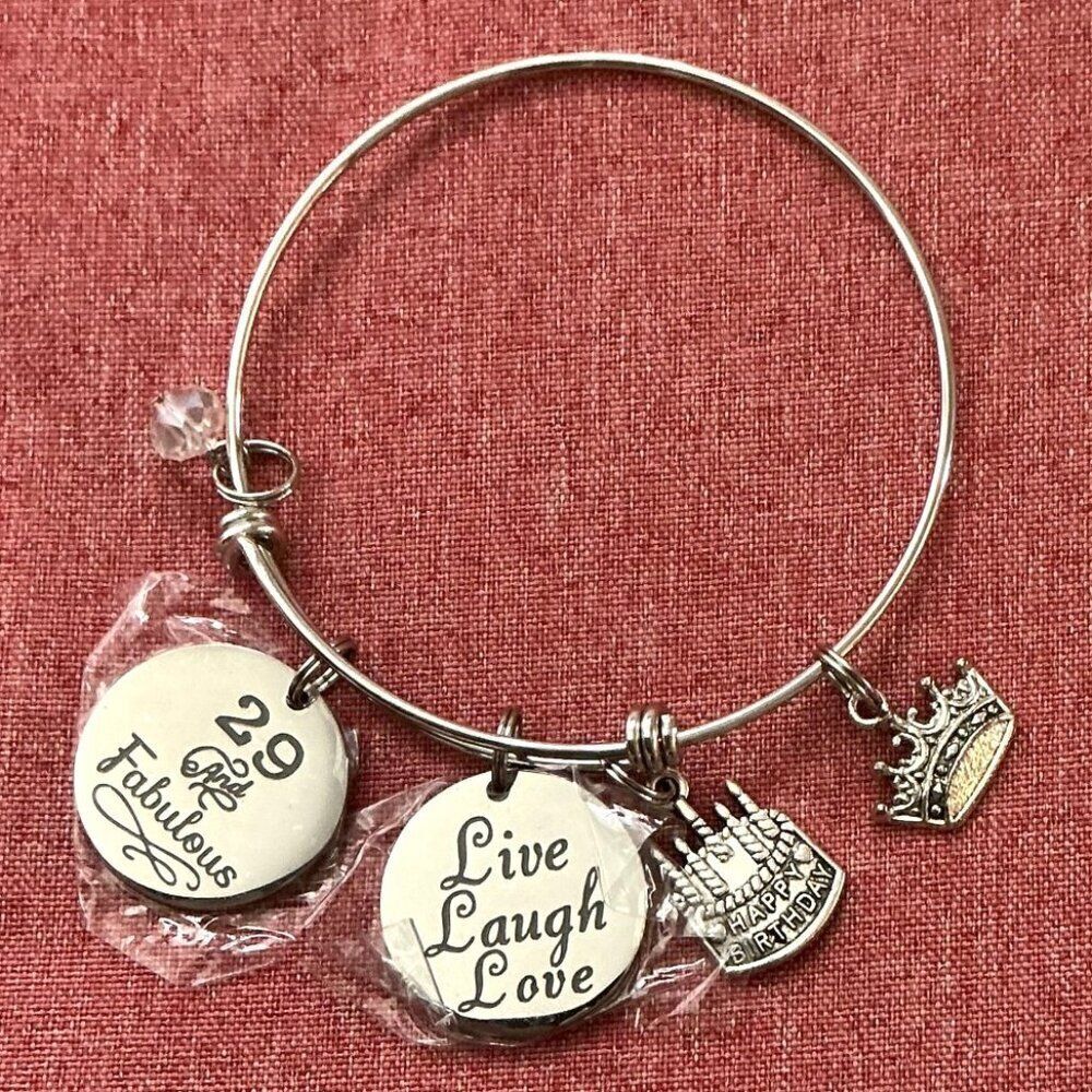 New 29 And Fabulous Happy Birthday Charm Bracelet